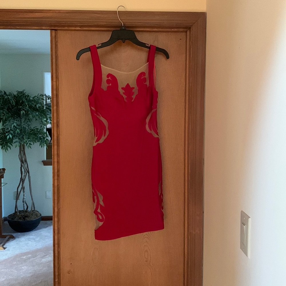 Jovani red meshed dress